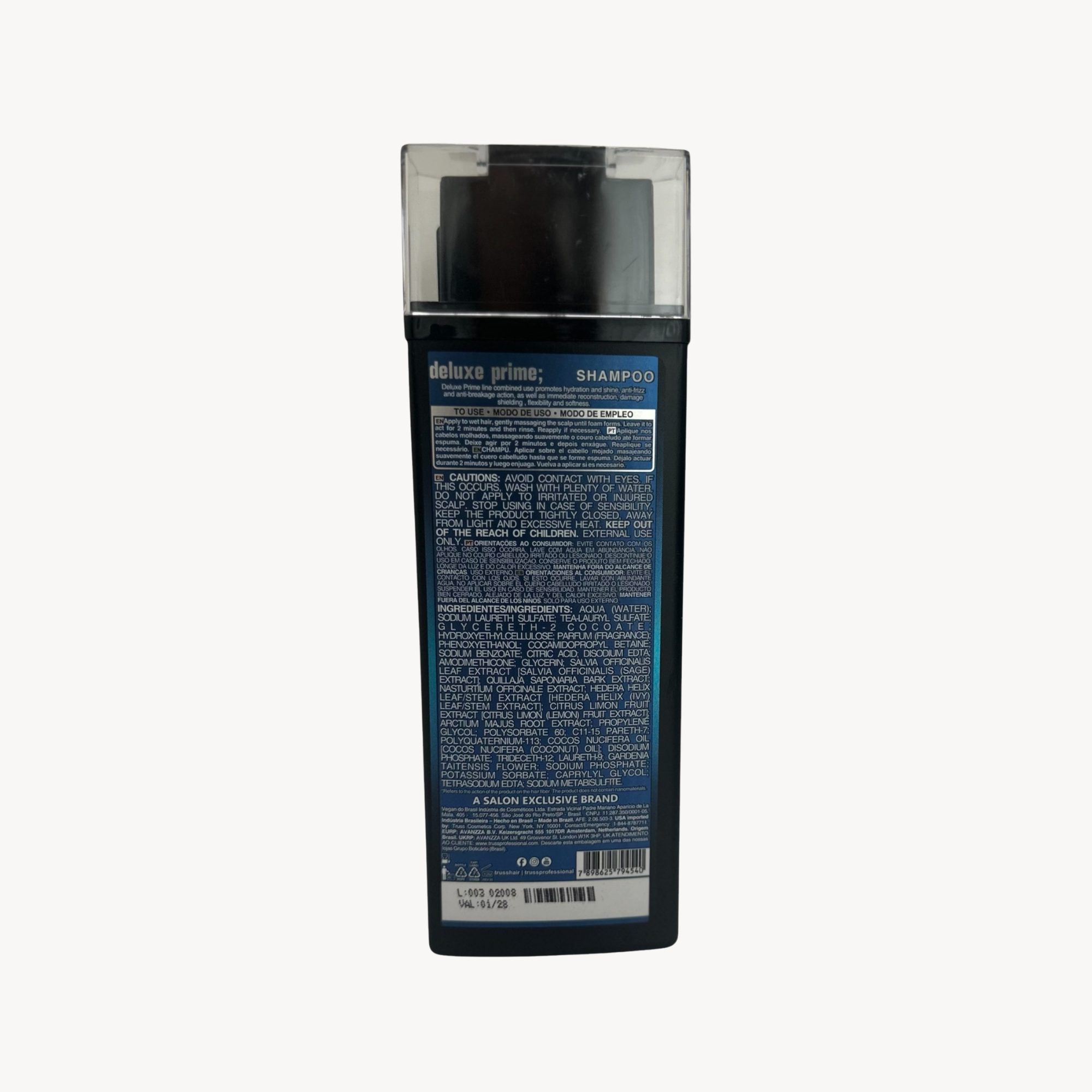 Shampoo Deluxe Prime TRUSS Limpeza Reconstrutora e Proteção